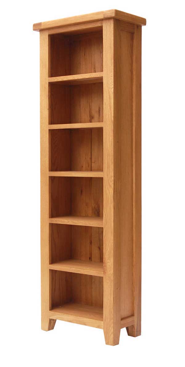Rustic Oak Tall Slim Bookcase Cosi Interiors Ltd