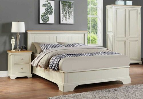Clare: Bed Frame / Ivory & Oak. Clare: Bed Frame / Ivory & Oak.