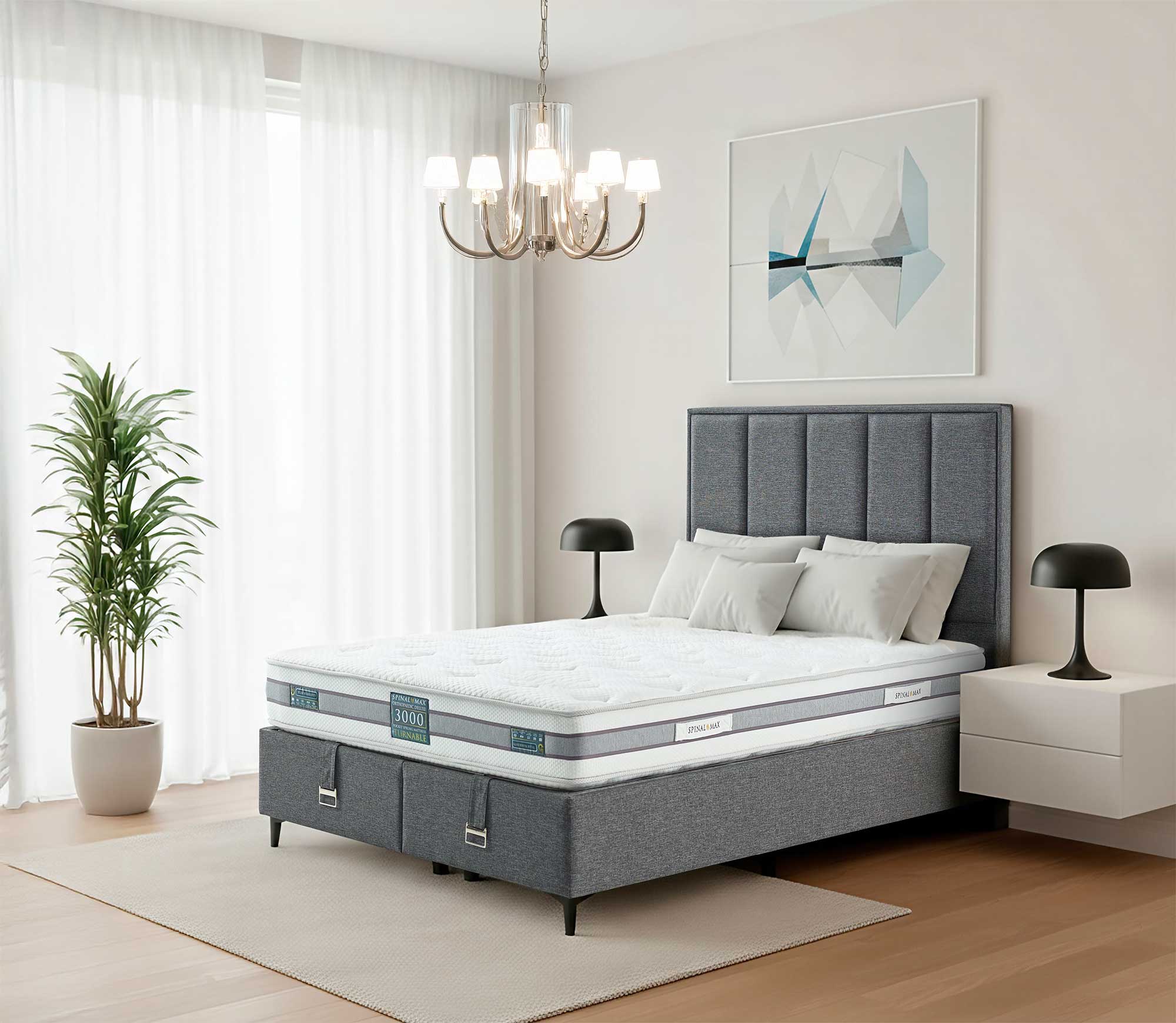 Spinal Max De Lux 3000 / Turnable / Rolled Mattress. 3ft, 4ft, 4ft 6ins, 5ft, 6ft.